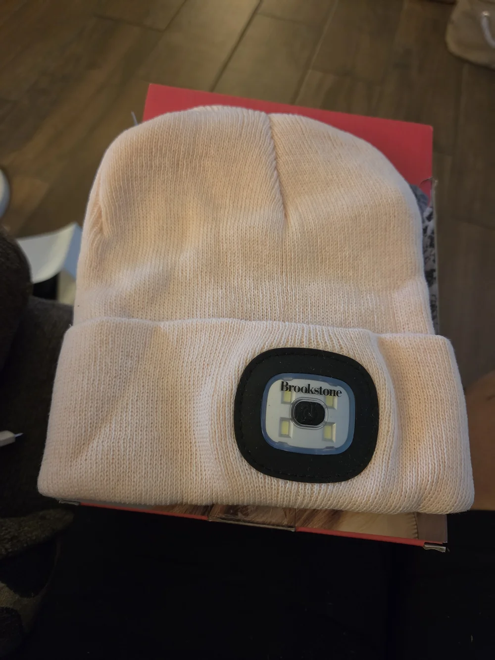 Brookstone Pink LED Beanie Hat with Built-In Light